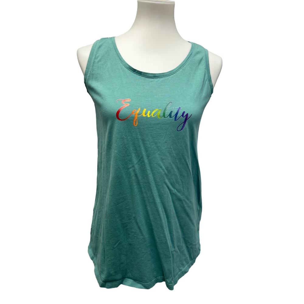Hand Printed Womens XS Upcycled June Pride Month Rainbow Equality Tank Top Tee